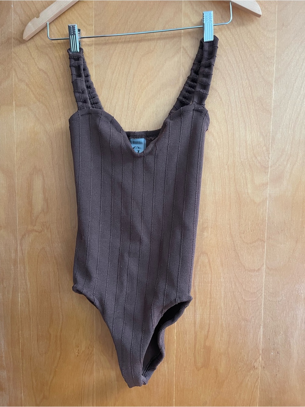 Hunza G Nile Ribbed Brown One-Piece Swimsuit